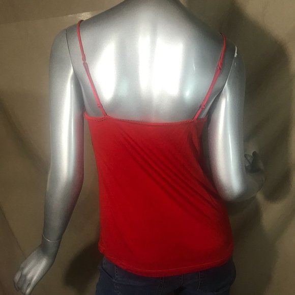 Gap Body Medium Women's Red Cami Tank Sheer Lace Cups Stretchy - Picture 11 of 11